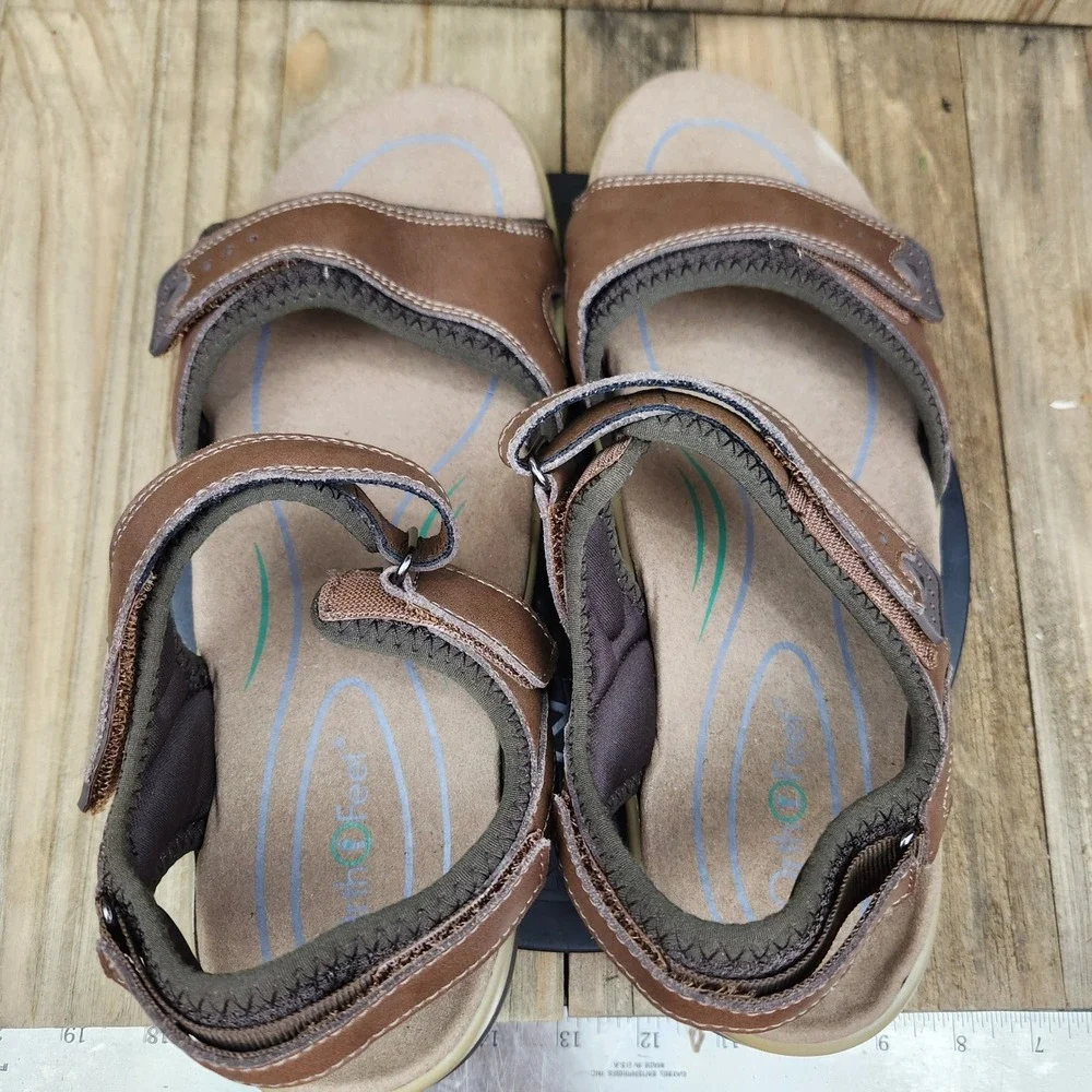 Orthofeet Malibu Orthopedic Sandals Womens size 11 D Wide Brown Leather